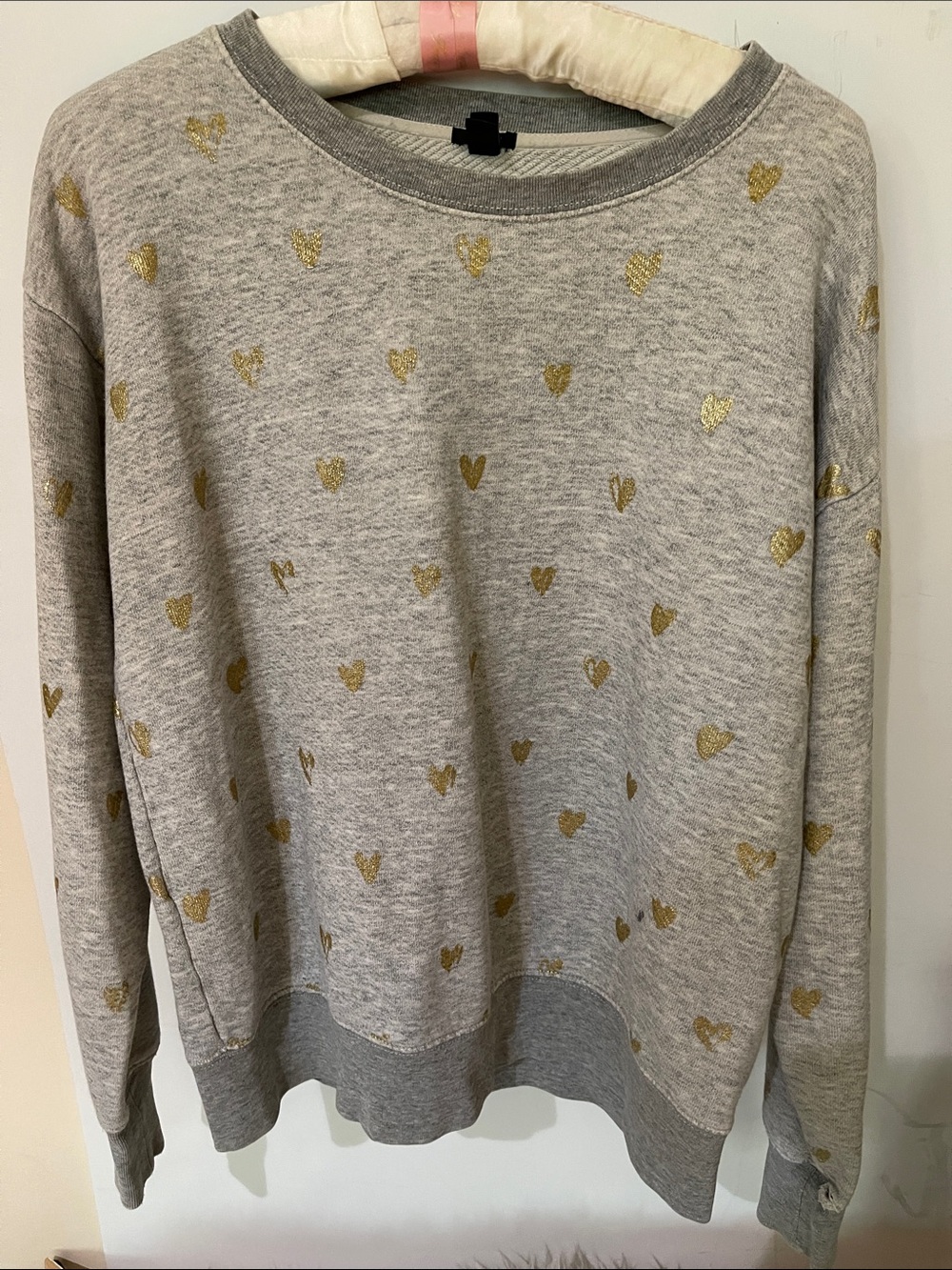 J Crew Sweatshirt with metallic gold hearts